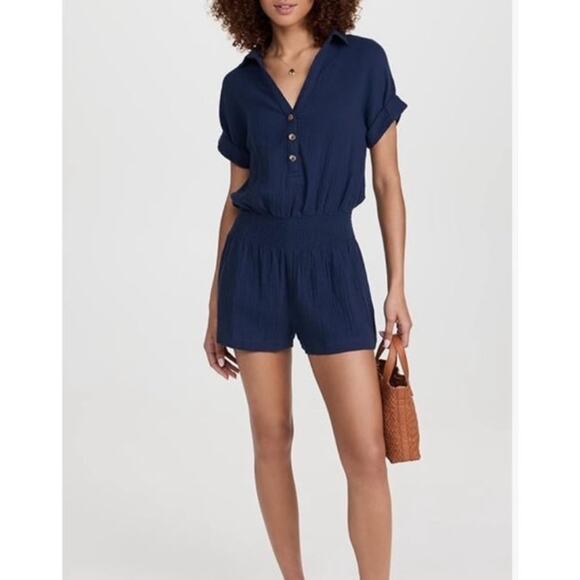 Z Supply Pants - Z Supply Suntide Gauze Romper Size: Medium Color: Navy